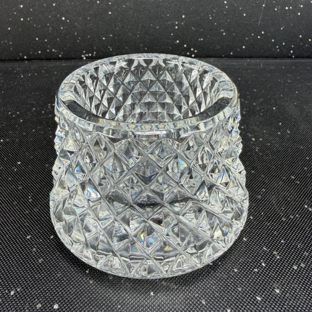 Waterford Crystal Alana Open Sugar Bowl Diamond Cut Glass Votive Holder Heavy
